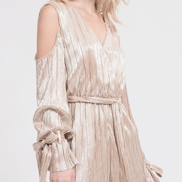 J.O.A. Cold Shoulder Metallic Romper - Picture 2 of 7